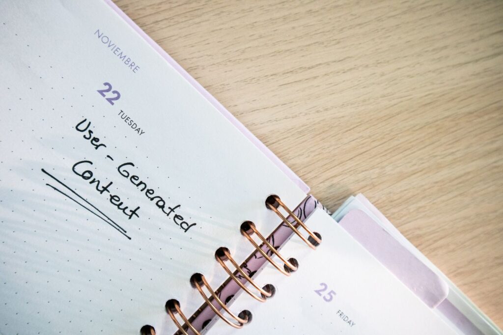 Planner with handwritten notes